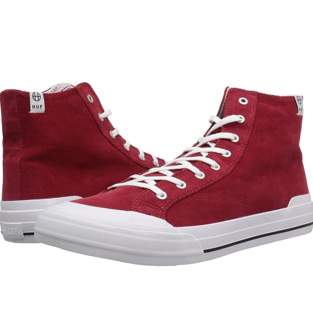 Huf classic hightop skate shoe (red) size 13